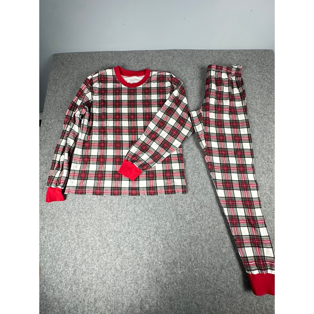 Pottery Barn Kids Plaid Pajama Set Long‎ Sleeve Pants Size L Cozy Cotton